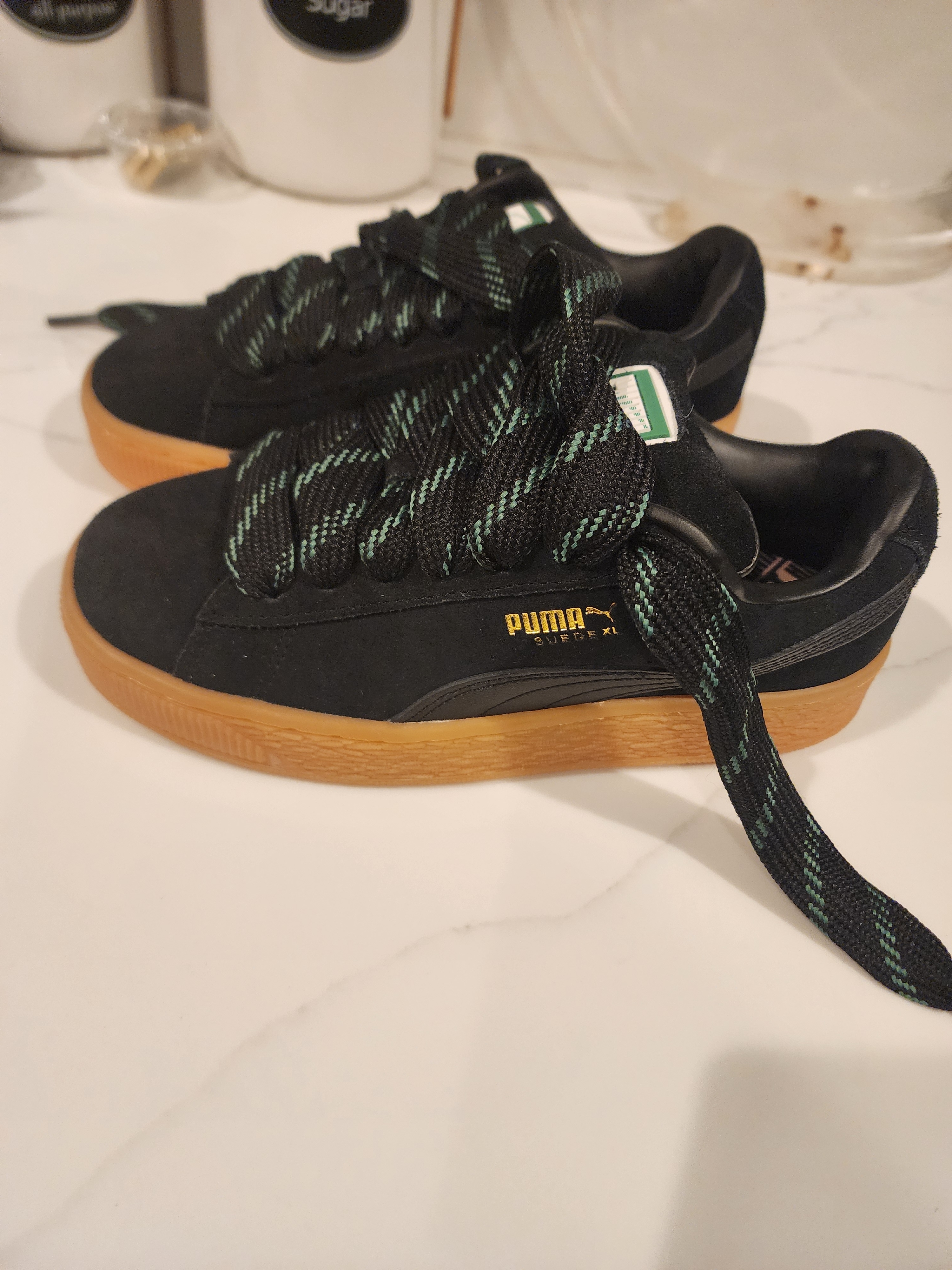 Puma Suede Xl Skate Platform Sneakers In Black With Gum Sole